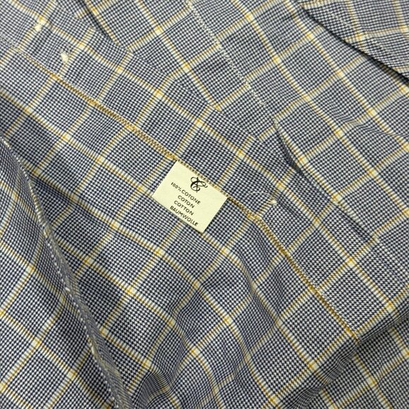 Canali Dress Shirt Current Check Houndstooth Italy Cotton Blue 14 1/2 Small - Picture 9 of 9